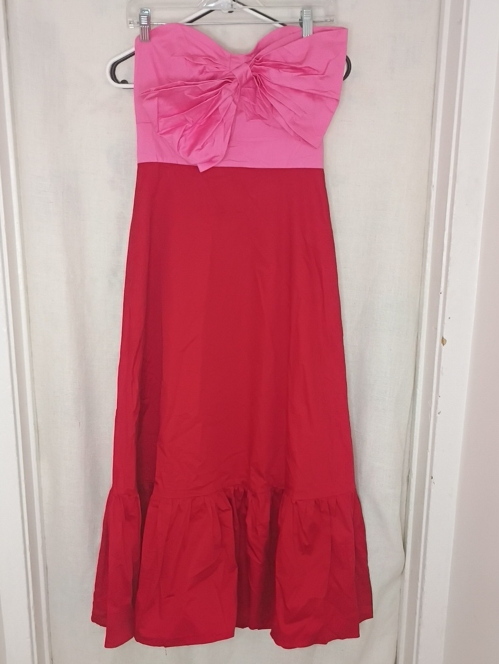 Hutch Strapless Pink Bow Bodice with Red Maxi Skirt